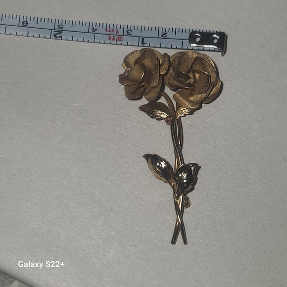 Vintage Signed AZ 1/20 12 Kt GF Rose Bouquet Pin Brooch - Picture 6 of 9
